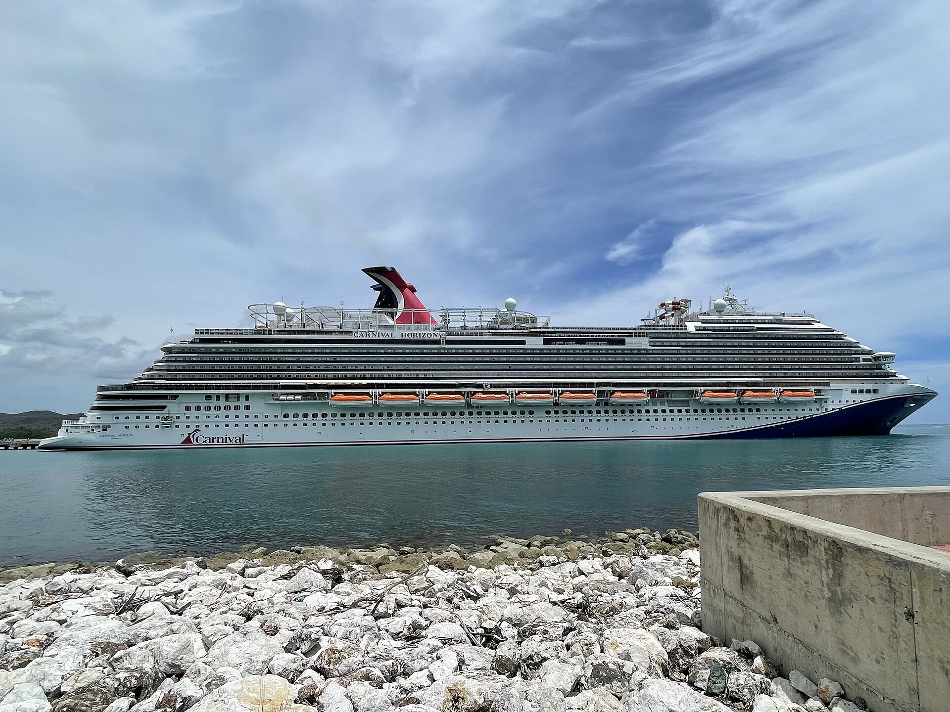 Cruise passengers arriving into the Amber Cove area